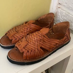 Cruzado Huarache Made in Mexico Whiskey Brown Leather Vintage Souviner
